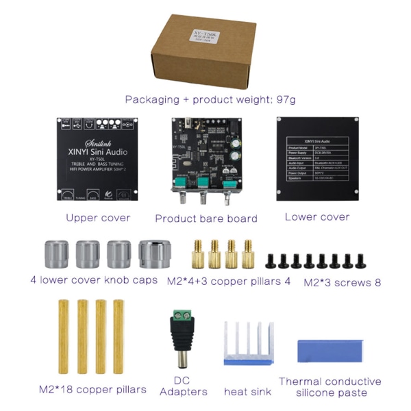 Ljudstereoförstärkare Bluetooth-kompatibel digital power Ljudkomponentförstärkare Justerbar hög och