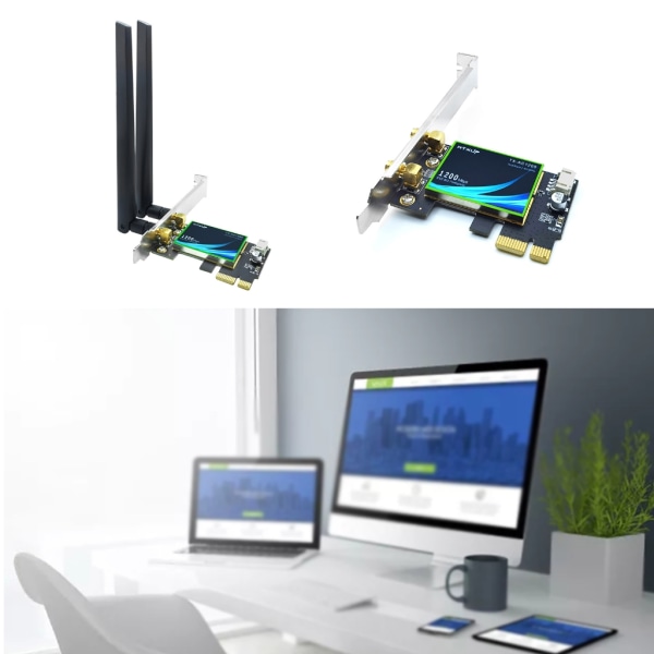 1200 Mbps Dual-band trådlöst WiFi-kort 802.11ac Bluetooth-kompatibelt 4.0 PCI-E WiFi-adapter 2.4G-/5G-För stationär dator Bärbar dator