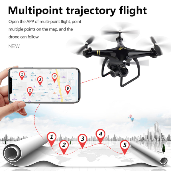 101 GPS FPV Drone 5G WiFi FPV med 4K elektrisk kamera för Smart Follow 20 min Flight for Time RC Drones Quadcopters RTF Red