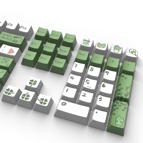 Keycaps 129PCS Green Frog Keycaps OEM Profile Full Set Keycap DyeSubbed Tjocka PBT Caps för Gaming Mekaniskt tangentbord