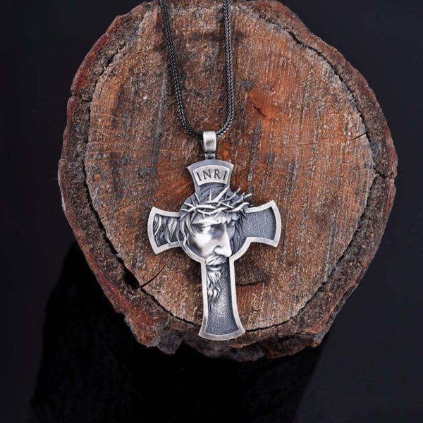 Retro Kristus Jesus krucifix metall hängen halsband Religiös kristen kedja