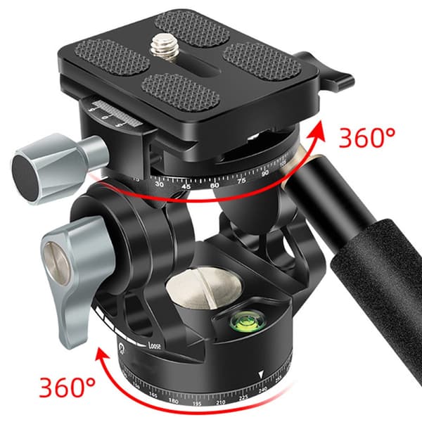 Mini stativhode med flytende dragpanorering, Arca hurtigutløserplate og håndtak