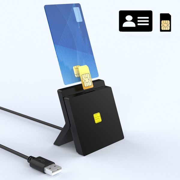 Rocketek Sim för smartkortsläsare Bankkort IC/ID SIM-kortläsare USB-2.0 ISO 7816 för smartkortsläsare Adapter