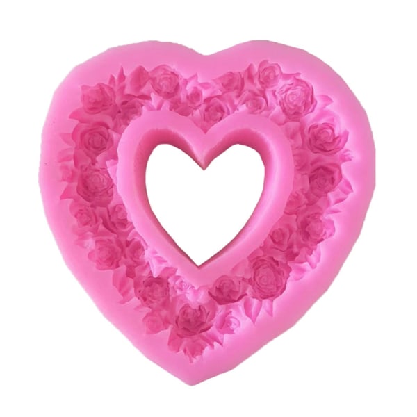 Rose Heart Silikon Sugarcraft-form Hartsverktyg Cupcake Mould Fondant Tårta Dekorera Ihåligt hjärta Form B