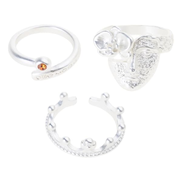Pakke med 3 elegante maskerademaskeringer, stablebare fingerringer i legeringstekstur