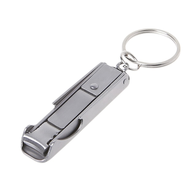 2 i 1 Negleklipper Flaskeåpner, Mini Sammenleggbar i Rustfritt Stål for Nøkkelring Negleklipper EDC Lommeverktøy med Nøkkelring