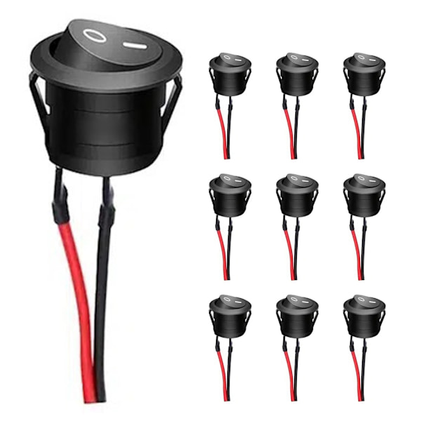 Runda vippströmbrytare ON/Off-brytare 23mm Växelströmbrytare 12V för bilfordon 2 stift