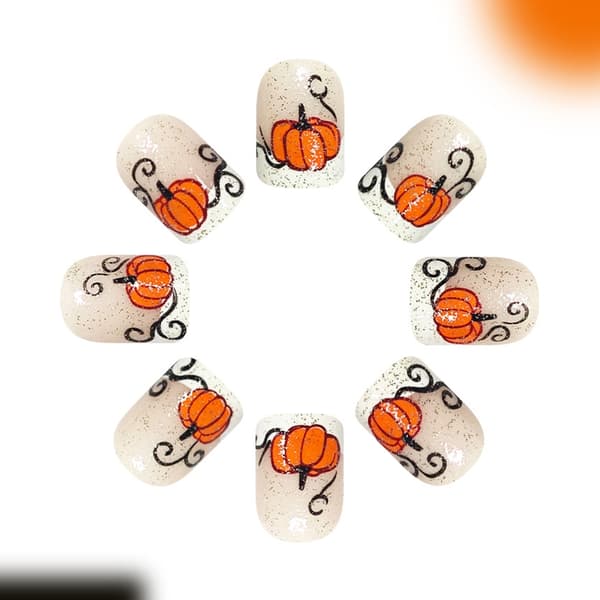 Lys Base Halloween-tema Press On Negle til Efterårs Kostumefest Styling