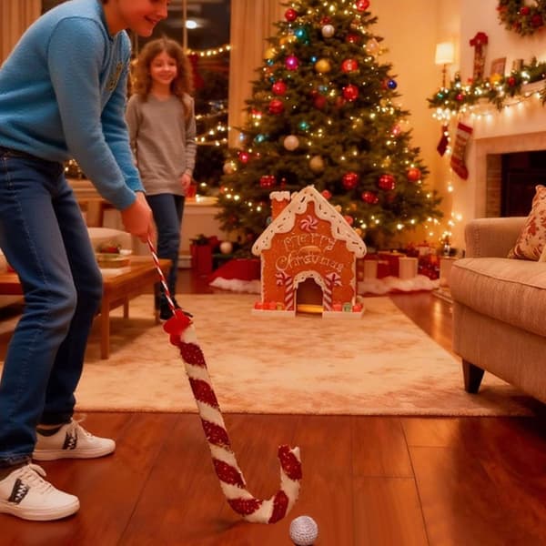 Bærbart Golfspilssæt i Resin til Julefrokoster - Robust Peberkagedesign Gingerbread Golf 1 ball