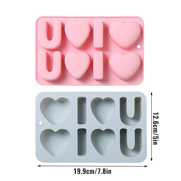 8 Hull Sjokoladeformer Valentinsdag-temaer Formede Bakeformer Fondantformer Gray blue