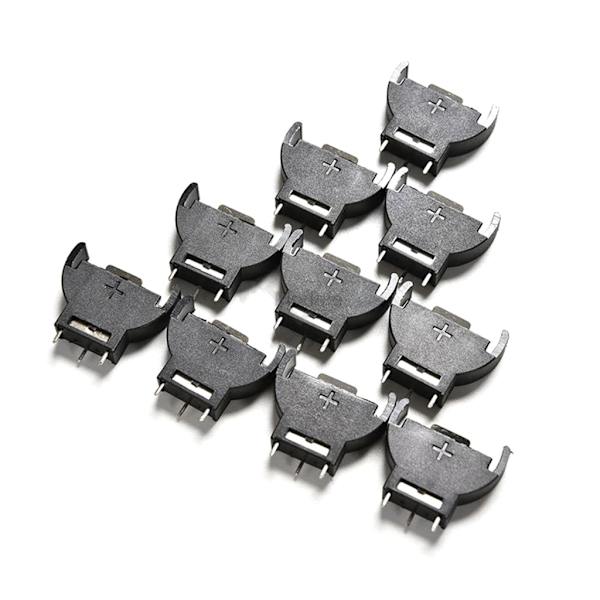 10ST svart plast CR2032 2032 3V halvrund cell myntbatterihållare för case Batterilådor Vertikal 3 stift