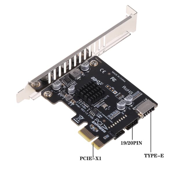 PCI-E till USB3 Typ-E Frontpanel Typ-C 19P Expansionskort för PCI-E X1 - X16