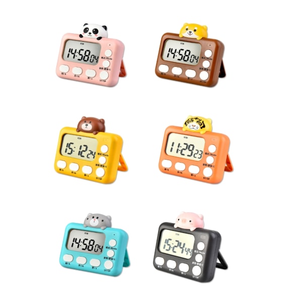 Tecknad Djur Digital Timer Elektronisk Väckarklocka Magnetisk Nedräkning Timer Desktop LCD Digital Screen Klocka Timer Piggy