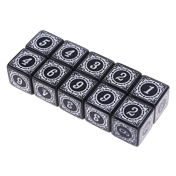 10 stk. D6 Polyhedriske Terninger Firkantede Kanter Tal 6-sidede Terninger Perler Bordspil