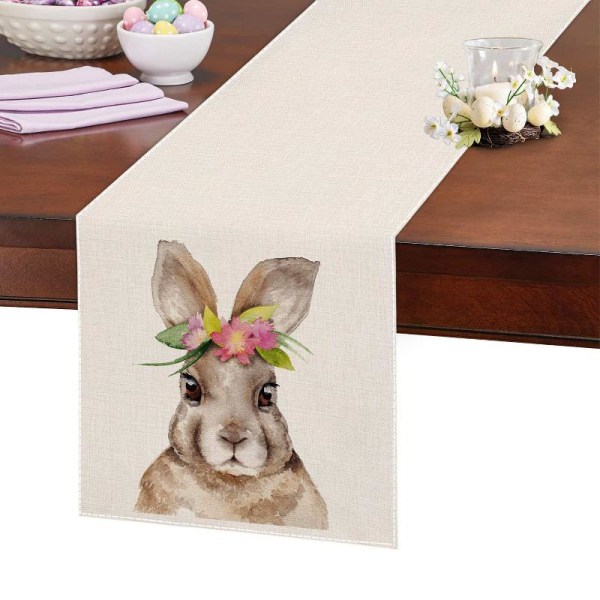 Påskhare bordslöpare rektangel våren kanin duk för köket middagar null - Style 3 183