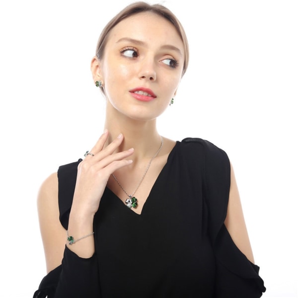 4 delar fyrklöverhänge Hjärta Kristallberlock för DIY Armband Brosch Smycken Valentines Berlock Lucky Ornament