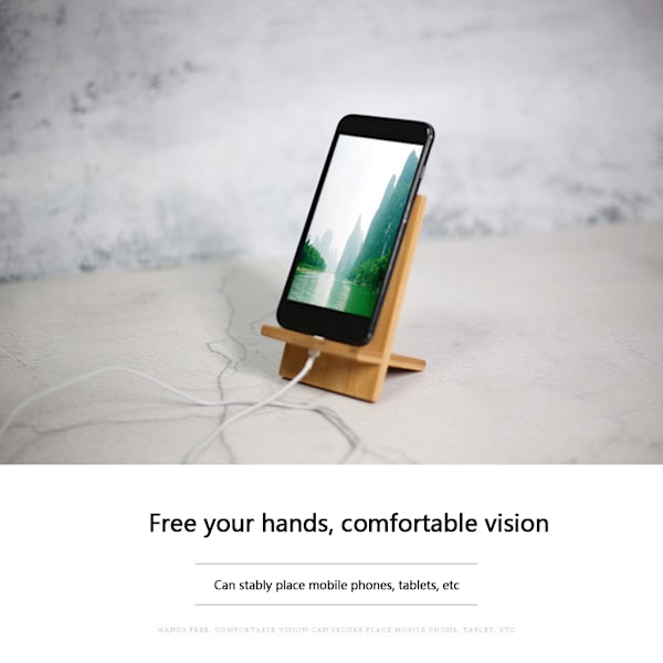 Bambu Universal Mobile Phone Stand Mount Stand Desktop Tablet Stand Smartphone för alla mobiltelefoner med laddningshål
