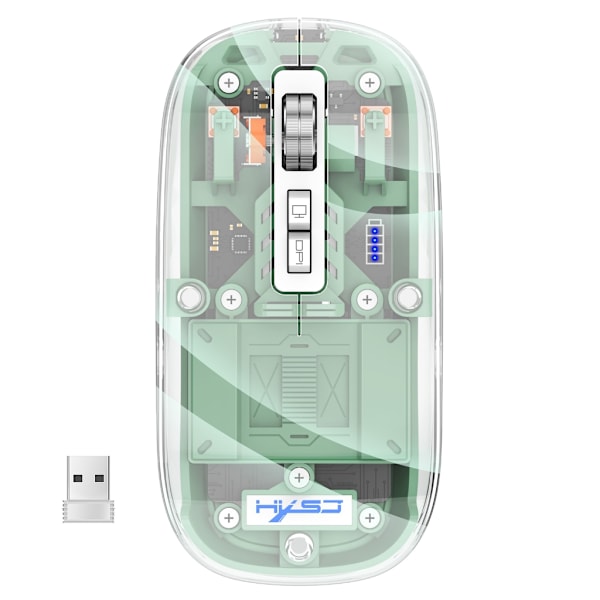 Transparent Trådløs Gaming Mus med 3D RGB Baggrundsbelysning og Ergonomisk Design - Genopladelig til Laptop, PC, Mac