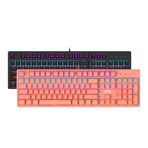 104 nycklar USB trådbunden RGB-bakgrundsbelyst mekaniskt speltangentbord med gröna/röda brytare Frosted Keycaps för stationära och bärbara datorer Black Blue Switch