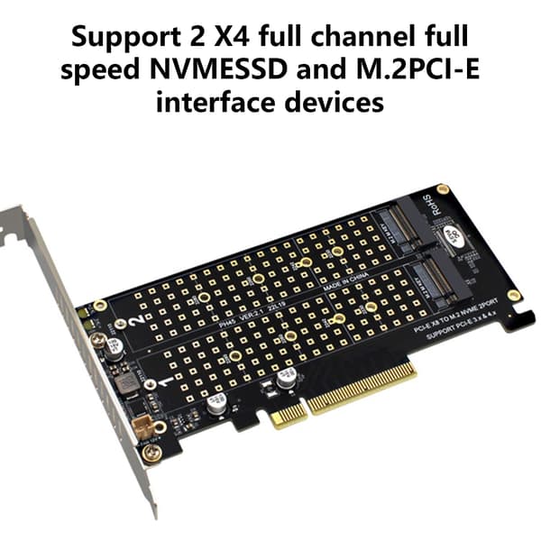 M.2 NVME til PCIExpress X8 2 Bay PCIE Split Kort til Omfattende PC-lagring