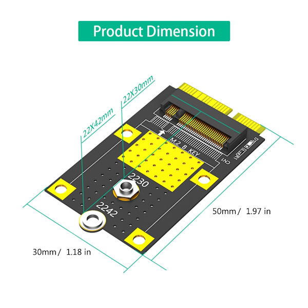 MSATA til M.2 Key B Adapter til 2230/2242 SSD'er Kort M.2 B Key til mSATA