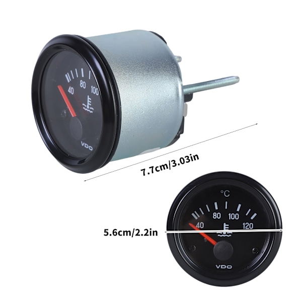12V/24V Vandtemperatur Termometre Måler 40-120℃ 52MM Vandtemperaturmåler 24V