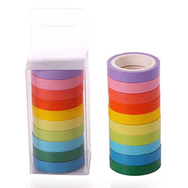 10 st/Lot Macarons Maskering Washi Tejp Set DIY Hantverk Dekor Scrapbooking Tejp för