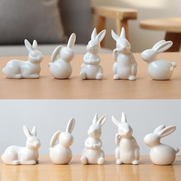 Ren vit kanin keramiska figurer Heminredning Kina present, modern staty null - A Pattern
