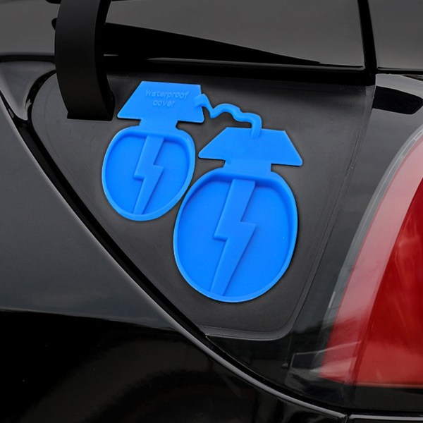 Laddningsport Vattentät dammplugg Cover Silikon Styling Dekoration Tillbehör Kompatibel för Tesla Model 3/Y Blue Split