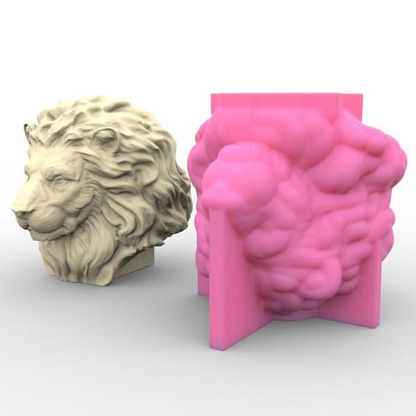 3D Løvehoveder Lysform Håndlavede Lys Aroma Voks Sæbeforme til Dekoration