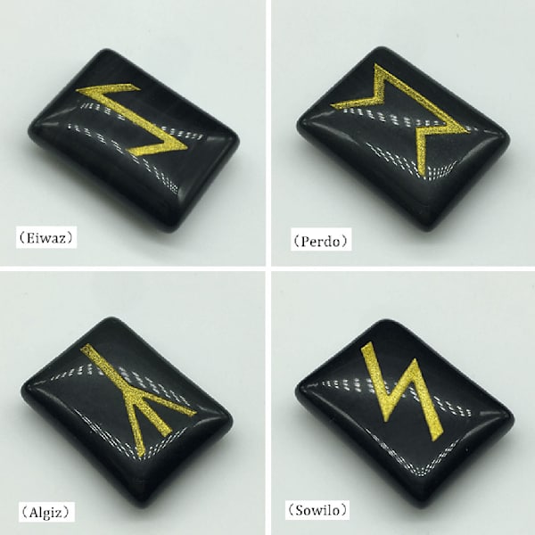25 st Svarta Obsidian Rune Stones Set med graverad Elder Futhark Alphabet Crystal Meditation Divination Art Witchcraft Black