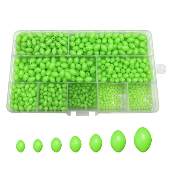 900ST Oval grön plast lysande fiskepärlor Glödande diskbänkspärlor för diskantkrok fiskeriggar Fiskedrag Tackle