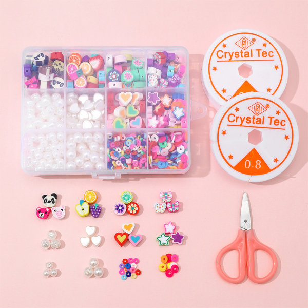 för Creative Beads Kit ABS Pearl Skicka 1 sax 2 trådar Smycken Pärlor DIY Göra Craft Beads Star Fruits Flowers Sha