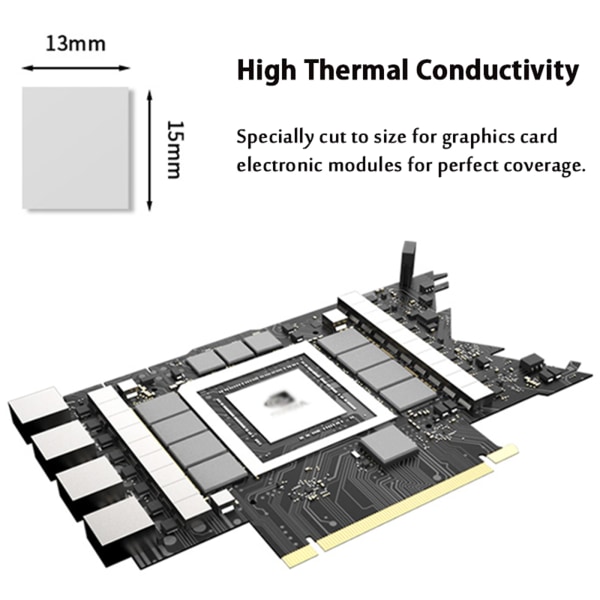Thermal Pad 12,8W Högpresterande för 3080 Memory Thermal Grease Pad Integrerad krets GPU CPU Kylkuddar Set 2.0mm