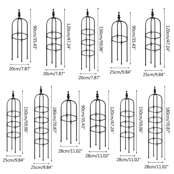 Tower Obelisk Trädgårdsspaljé U-formad växtställning Blomklätterstativ Rostbeständigt blomstöd i rostfritt stål 120CM Diameter 28CM