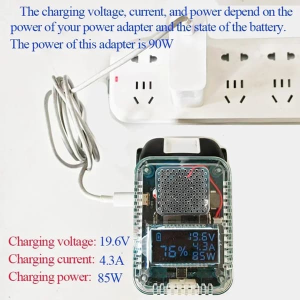 140W PD3.1 Typ C Digital Display Batteriadapter Konverter Laddning