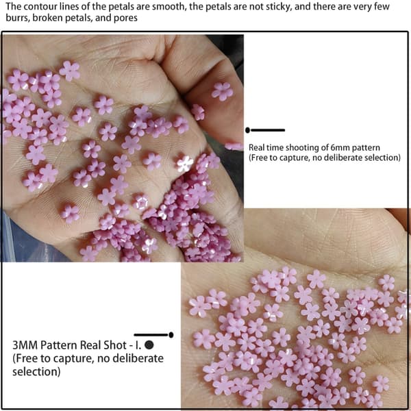 Blomsternaglar Konst Strass Blommande Kronblad Nagelpärlor, 3D Blomsternagelberlock