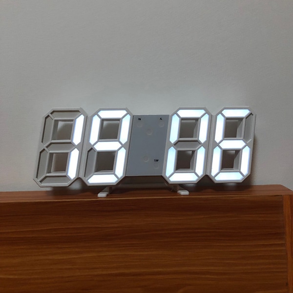 3D LED digital väckarklocka Ljusstyrka Justerbar elektronisk vägghängande klocka Black - Scarlet letter