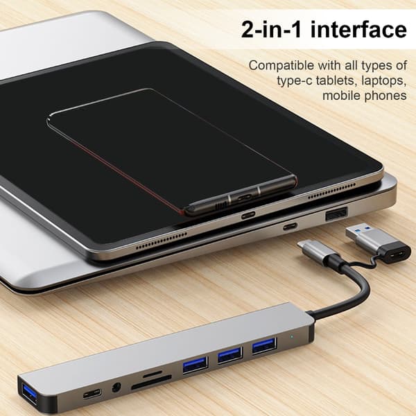 Pladsbesparende USB C-hub med hurtig dataoverførsel til hverdagsbehov