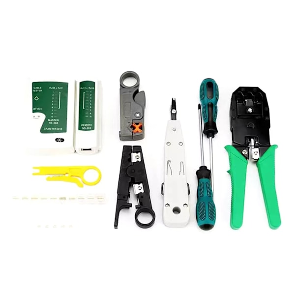 Nettverk Ethernet LAN RJ45 Cat5e Cat6 Kabeltester Krimpverktøy Sett
