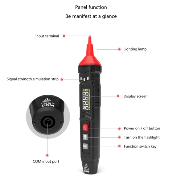 Multimeter Tester Pen Typ Spänningsdetektor Automatisk Tester Kapacitans Penna Elektrisk mätare Verktyg Digital Voltmeter Mätare