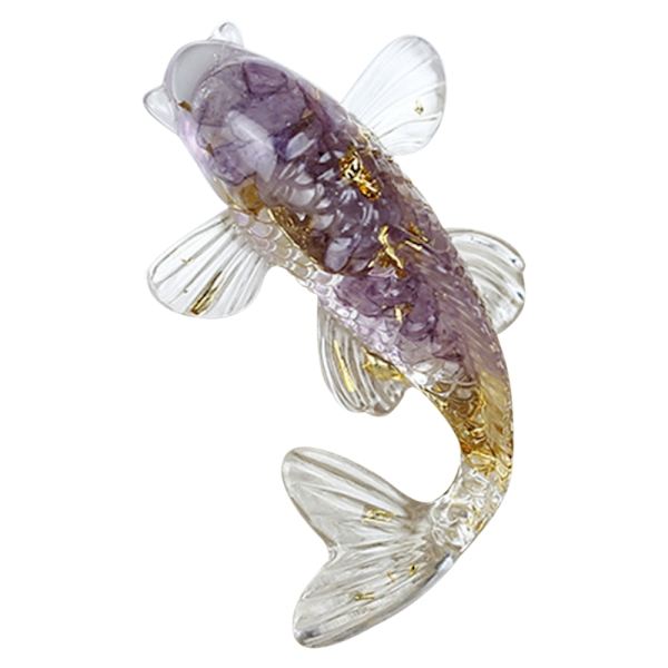 Kunstige Fisk Ornamenter Naturlige Krystal Fisk Figurer Resin Statue Skrivebord Bil Hjem Kontor Dekorationer Ven Gave
