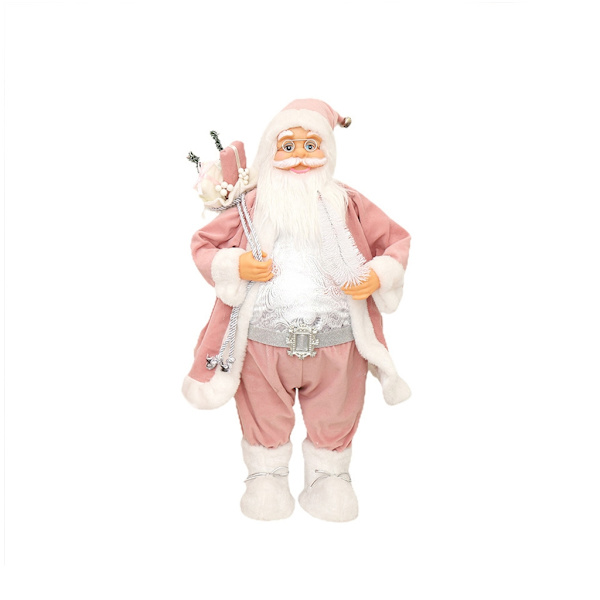 Jul Rosa Morgonrock Jultomte Figurin för Docka Plysch Stående Staty Leksak Deco