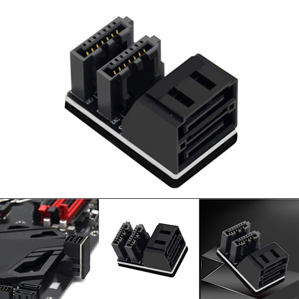 90/180 graders vinklad dubbeldäck SATA 6GB 7-stift hona till 7 stift hane-adapter för stationära datorer moderkort moderkort null - B