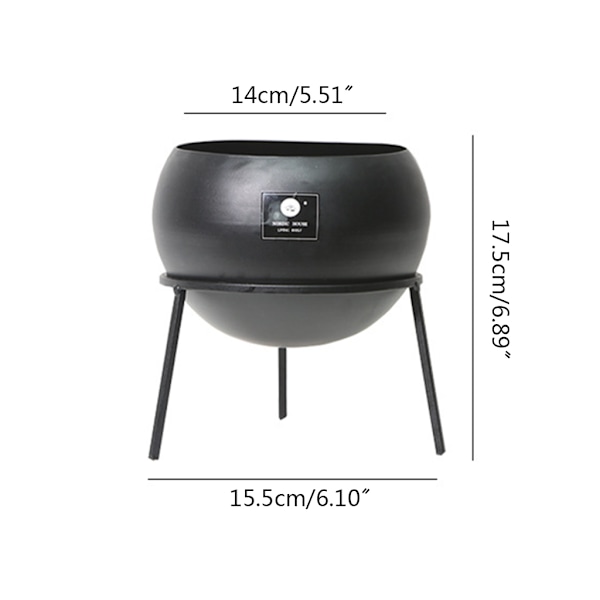 Rund vasskruka med krukväxtställ Modern blomkruka i metall inomhusdekor Black