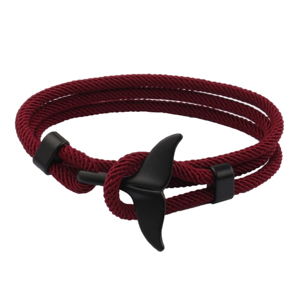 Unisex sommar Handgjord Whale Tail Viking Rep String Armband Justerbar Strand Surfing String Modesmycken Unisex Claret