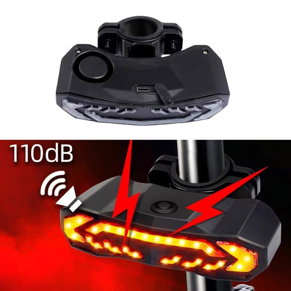 Hög synlighet Cykelsäkerhetslampa inklusive larmbroms USB C-laddning