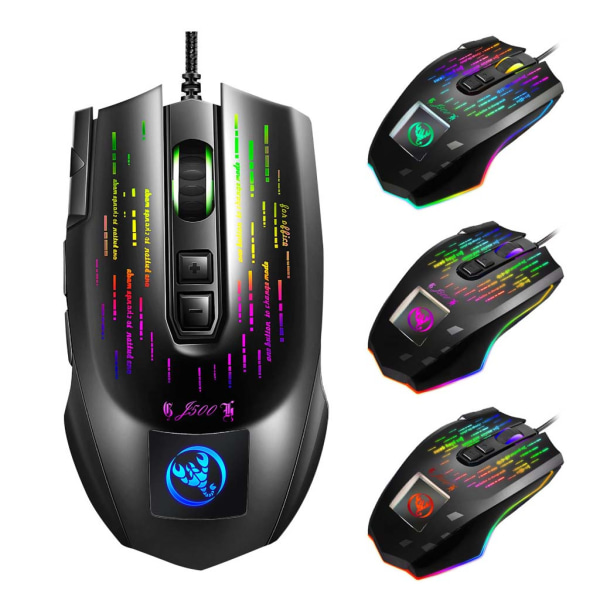 10000DPI 7 Knapper USB Kablet Gaming Mus RGB Gaming Mus med Skærm 6 Justerbare DPI til Stationær PC Laptop