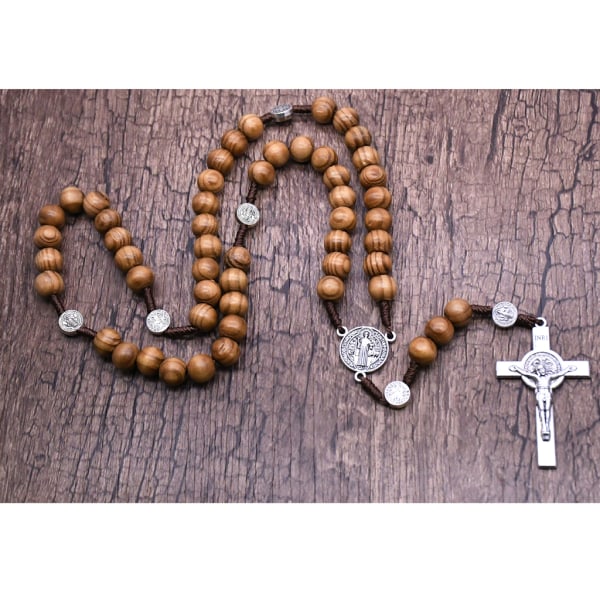 Handgjorda runda pärlor Rosenkrans halsband män för korset Jesus hänge katolsk religion
