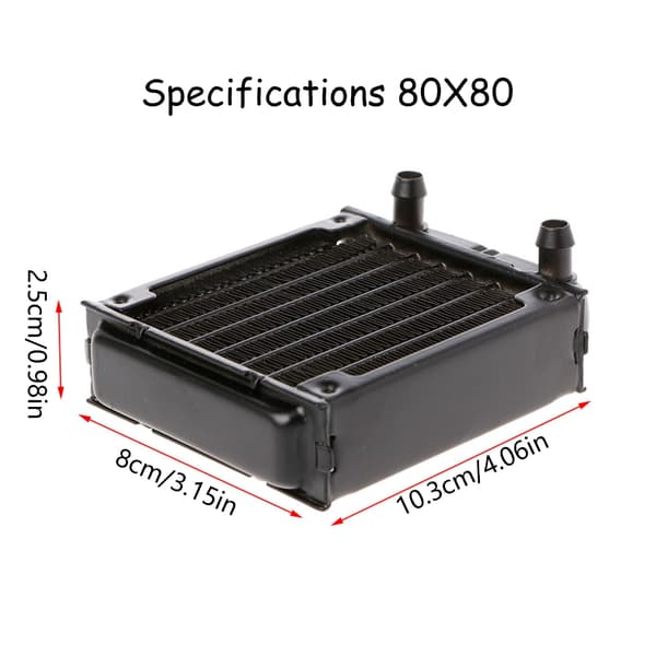 Aluminium datamaskinradiator 80 mm vannkjøler for CPU GPU VGA kjøleribbe